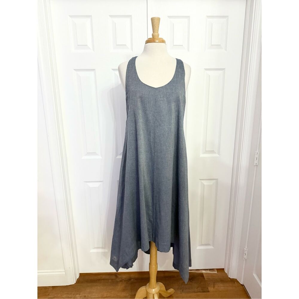 The Fisher Project Eileen Fisher Trapeze Racerback Chambray Shift Dress‎ M